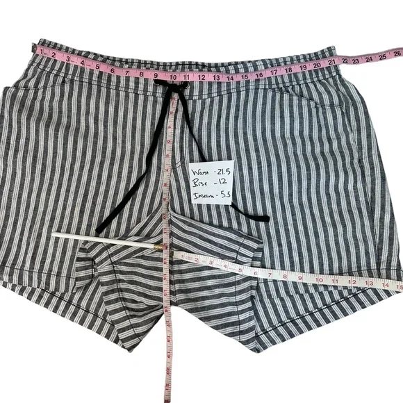 LANE BRYANT Shorts Plus 20 Stripes Linen Blend Stretch Waist Drawstring - Picture 3 of 8